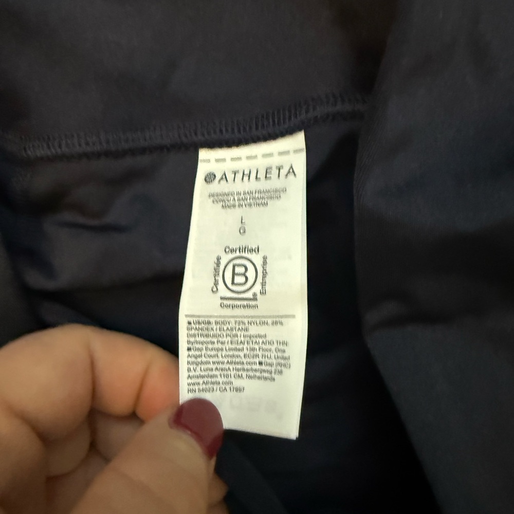 NWT Athleta Navy Elation Sheen Tight Leggings size large - Picture 5 of 7